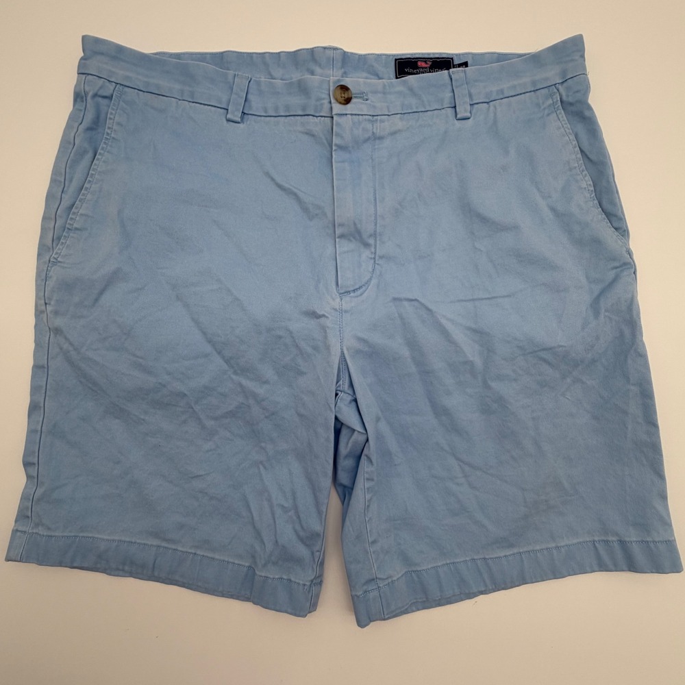 Vineyard Vines Mens 38 Breaker Shorts Light Blue Chino Stretch 9 Inch 1H0462